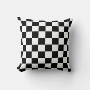 Cojín decorativo de diseño de tablero negro y blan