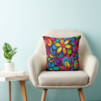 COJÍN DECORATIVO DE DISEÑO FLORAL DE DOODLE COLORI
