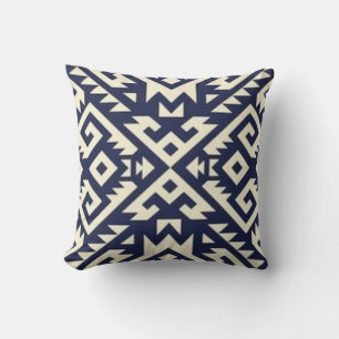 Cojín decorativo de diseño tribal azteca en beige