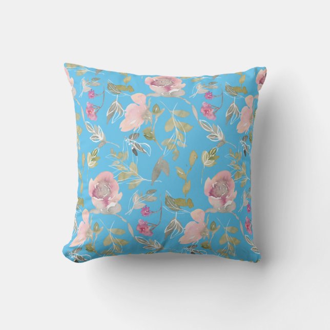 Cojín decorativo de Doodle Floral de acuarela (Anverso)