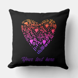 Cojín decorativo de doodle púrpura rosa oscuro del