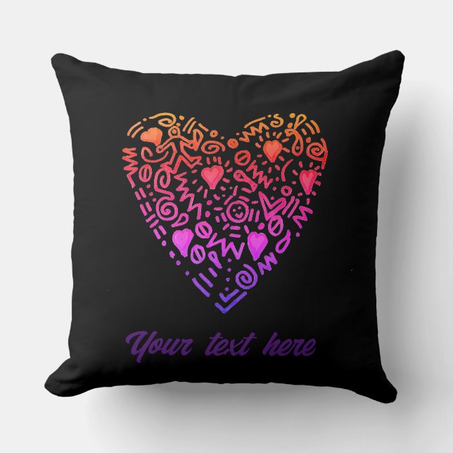 Cojín decorativo de doodle púrpura rosa oscuro del (Anverso)