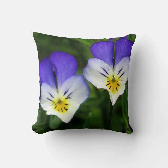Cojín decorativo de dos lindas flores de viola (Anverso)