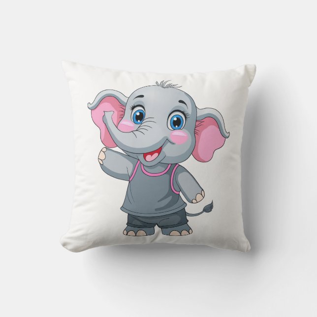 Cojín decorativo de elefante bebé lindo (Anverso)