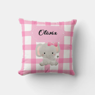 Cojín decorativo de elefante personalizado rosado