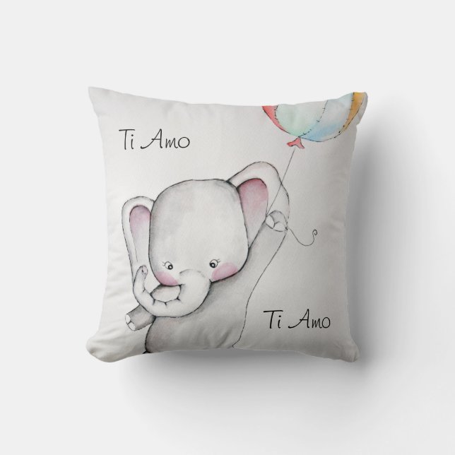 Cojín decorativo de elefante Ti Amo Baby (Anverso)