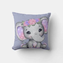 Cojín decorativo de elefantes de la corona floral