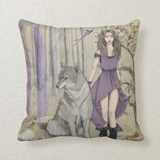 Cojín decorativo de Elve del chica del lobo del