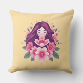 Cojín decorativo de empoderamiento femenino floral