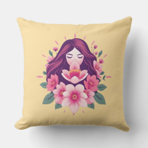 Cojín decorativo de empoderamiento femenino floral
