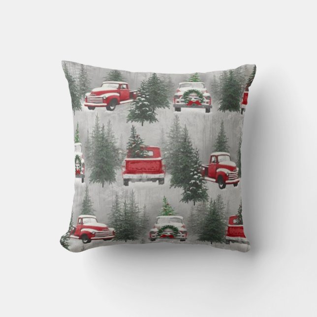 Cojín decorativo de escenas de Navidades de camion (Anverso)