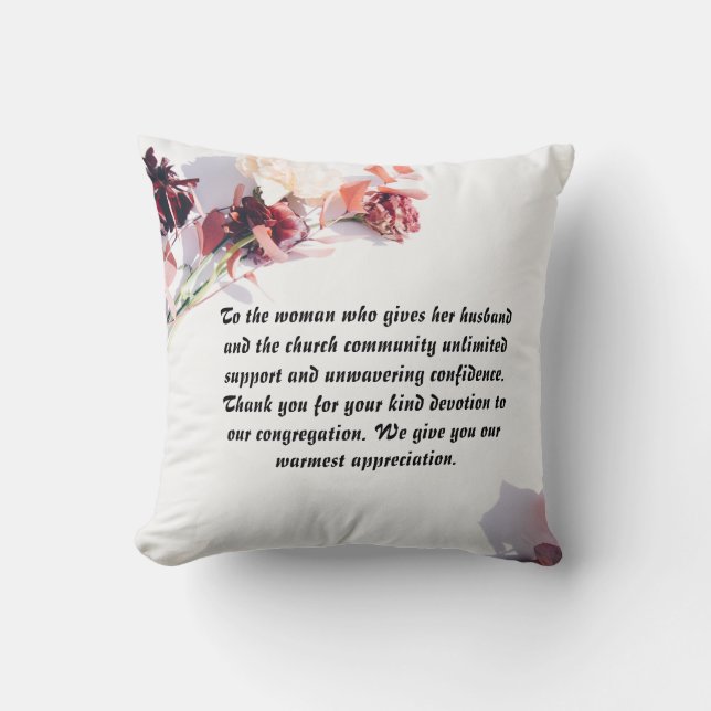 Cojín decorativo de esposa del pastor personalizad (Anverso)