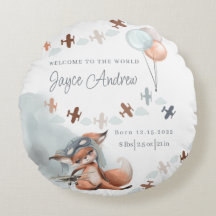 Cojín decorativo de estado de nacimiento de Fox Pi