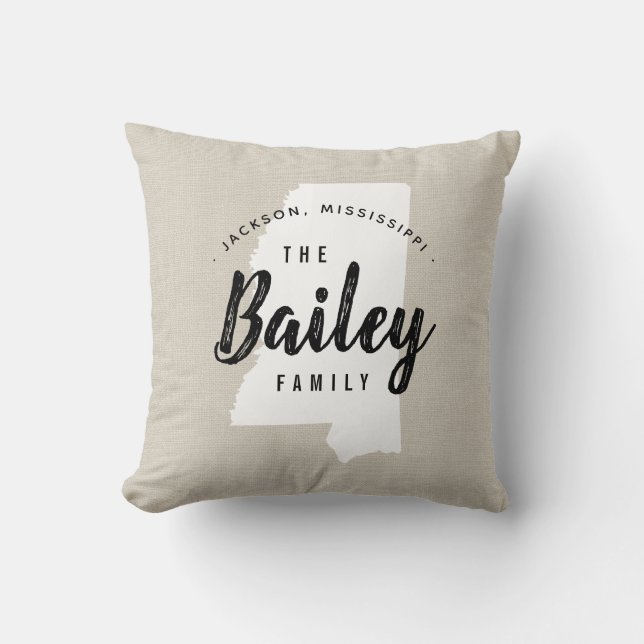 Cojín decorativo de estado monograma de la familia (Anverso)