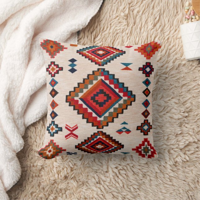 Cojín decorativo de estilo geométrico oriental mar (Manta)