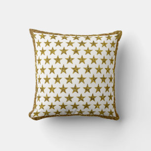 Cojín decorativo de estrellas con brillo dorado