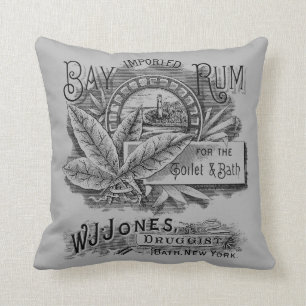 Cojín decorativo de etiqueta de ron de época