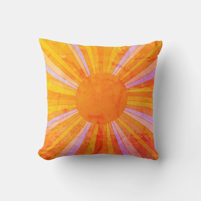 Cojín decorativo de explosión de sol de época (Anverso)
