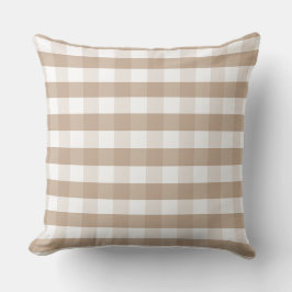 Cojín decorativo de Farmhouse Beige Gingham Check 