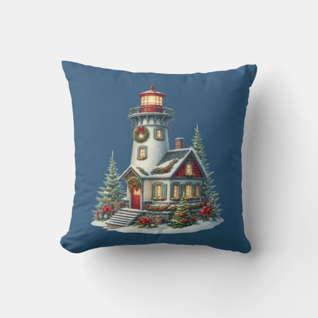 Cojín decorativo de faro de navidades (Anverso)