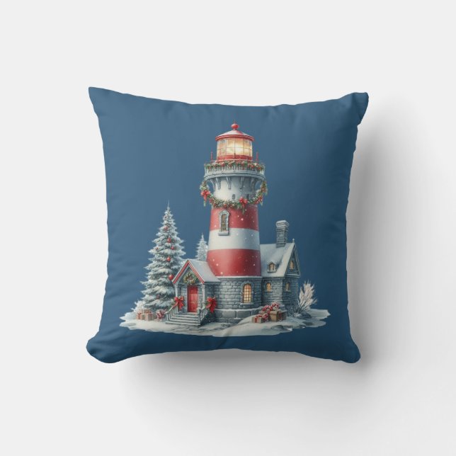 Cojín decorativo de faro de navidades (Anverso)