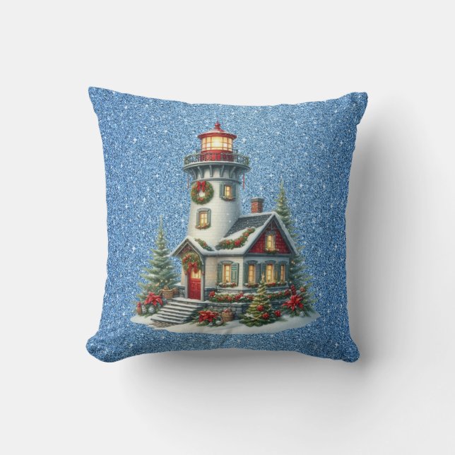 Cojín decorativo de faro de navidades (Anverso)