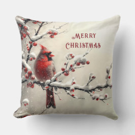 Cojín decorativo de festividades del cardenal rojo