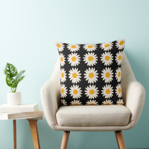 Cojín decorativo de flor negro 20x20