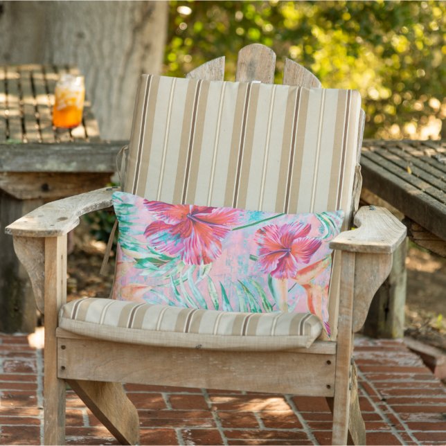 Cojín decorativo de flor Pastel Rosa Hibiscus (Silla)