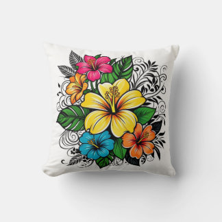 Cojín decorativo de florecimiento floral vibrante