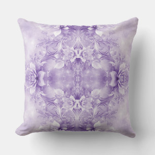 Cojín decorativo de flores blancas moradas