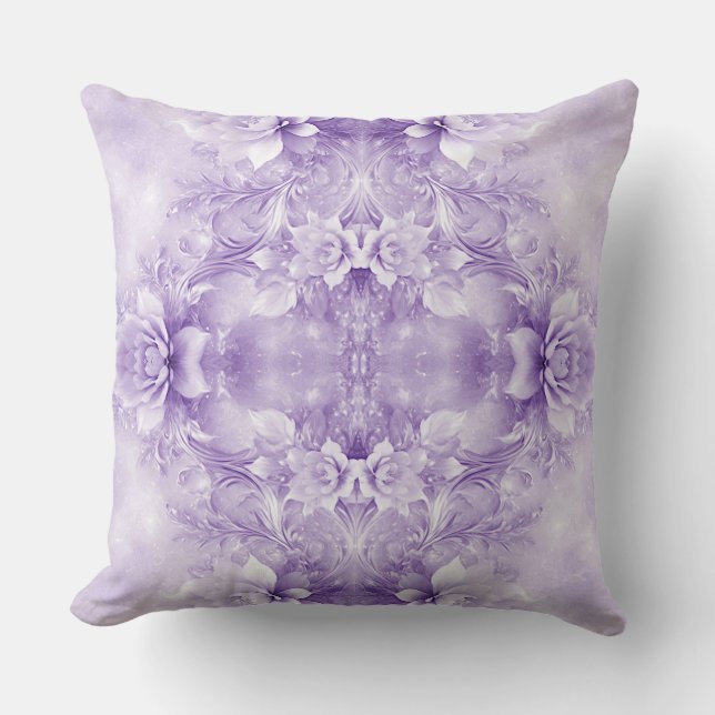 Cojín decorativo de flores blancas moradas (Anverso)