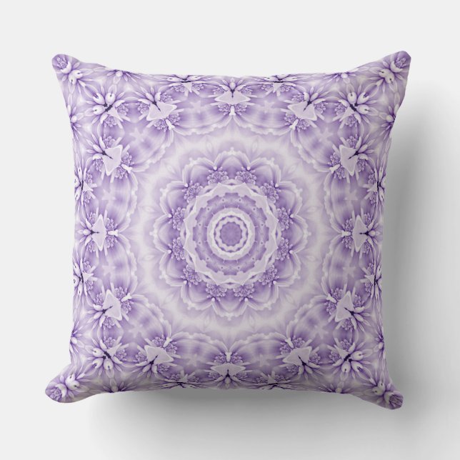 Cojín decorativo de flores blancas moradas (Anverso)