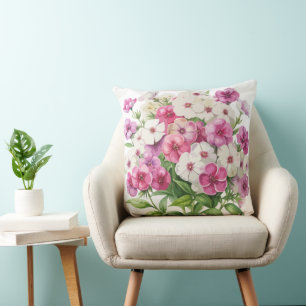 Cojín decorativo de flores de color de agua en el 