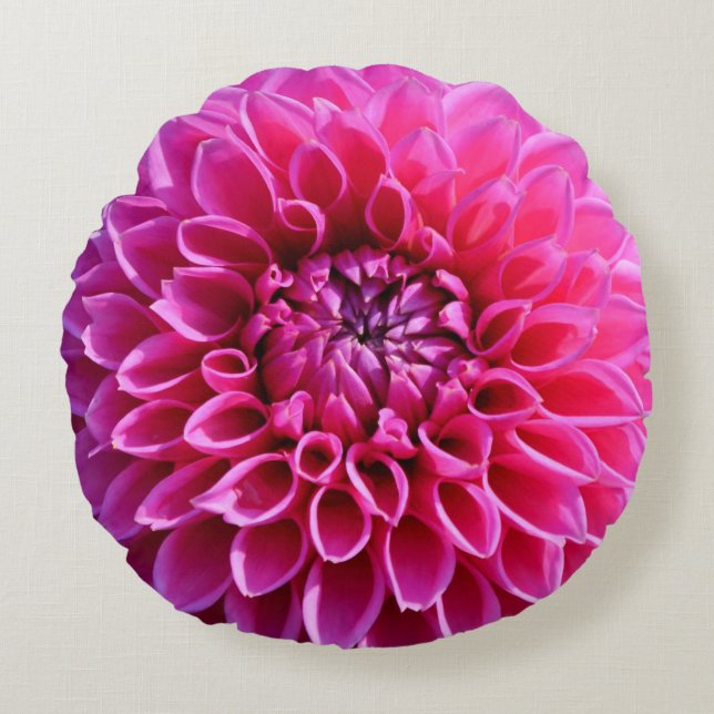Cojín decorativo de flores de Dahlia rosa caliente (Anverso)