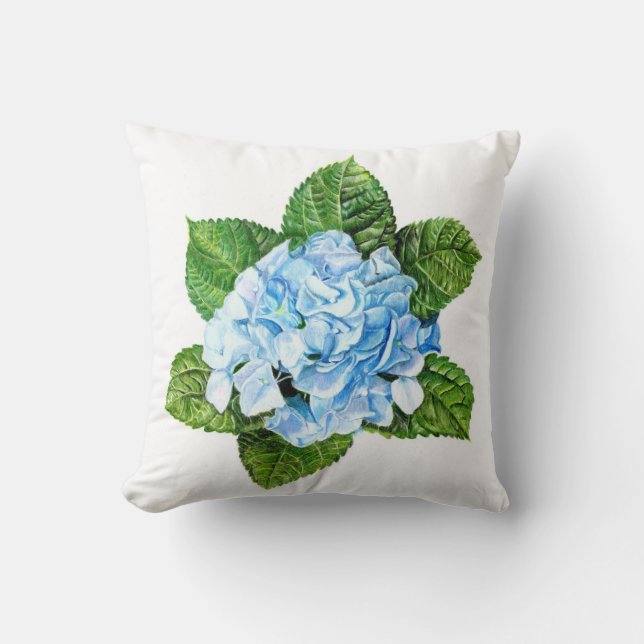 Cojín decorativo de flores de Hydrangea azul (Anverso)