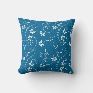 Cojín decorativo de Flores de Swirly Azules