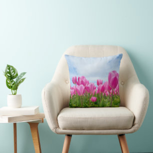 Cojín decorativo de flores de tulipanes rosados