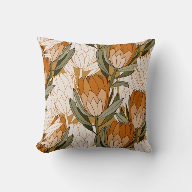 Cojín decorativo de flores Lotus Naranja de Sage R (Anverso)