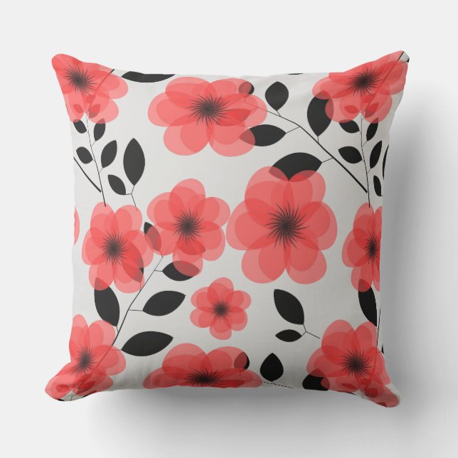 Cojín decorativo de flores rojas-almohada de acent (Anverso)
