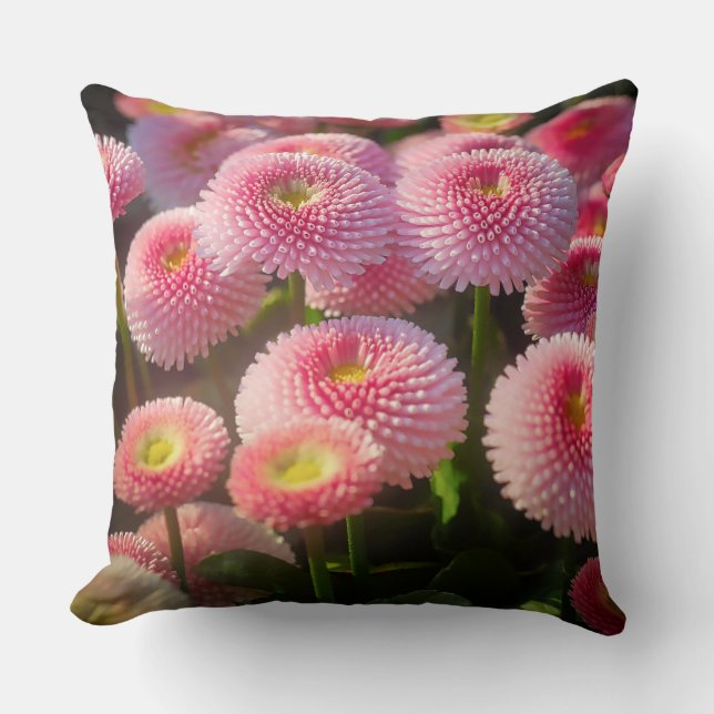 Cojín decorativo de flores rosadas (Anverso)