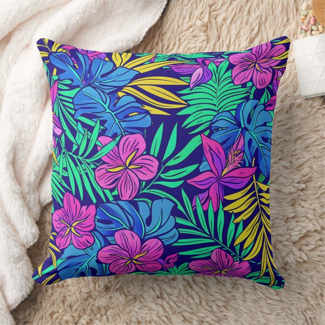 Cojín decorativo de flores tropicales brillantes (Manta)