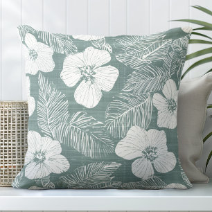 Cojín decorativo de flores tropicales verdes verde