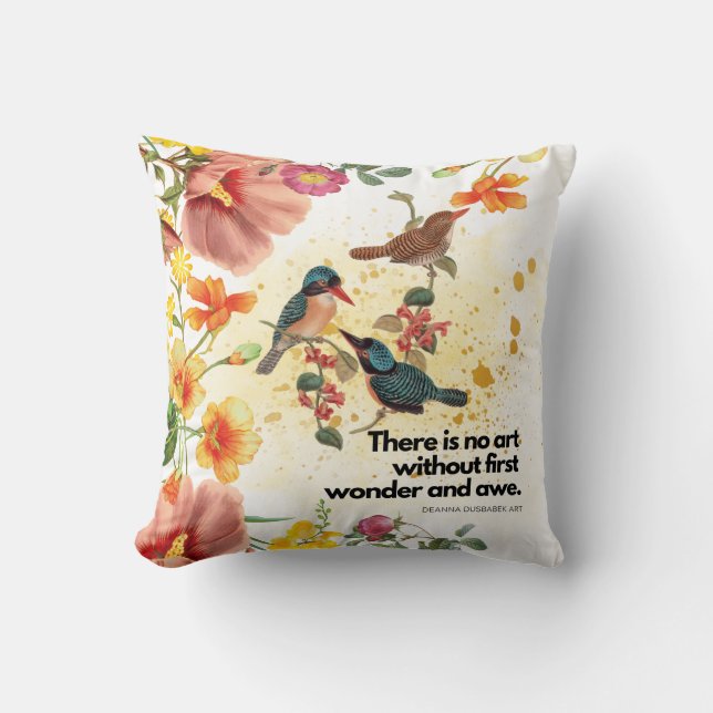 Cojín decorativo de flores y aves (Anverso)