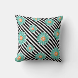 Cojín decorativo de flores y rayas