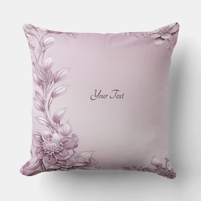 Cojín decorativo de follaje floral rosa (Anverso)