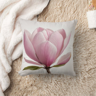 Cojín decorativo de fondo blanco de flores de magn