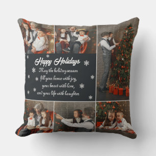 Cojín decorativo de fotos de Navidades con copos d