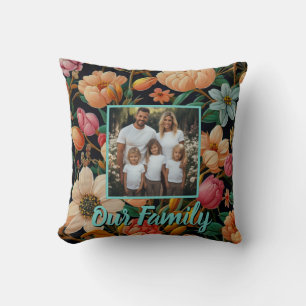 Cojín decorativo de fotos personalizado floral ret
