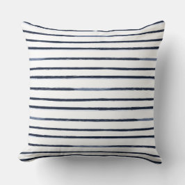 Cojín decorativo de franjas náuticas azules y blan